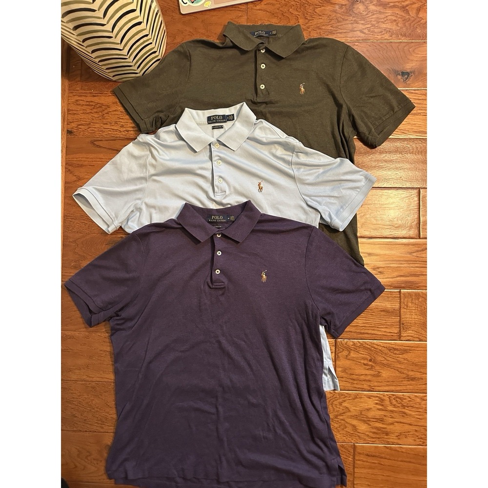 Lot of 3 Polo Ralph Lauren Mens Medium Classic Fit Pony Logo Polo Shirts